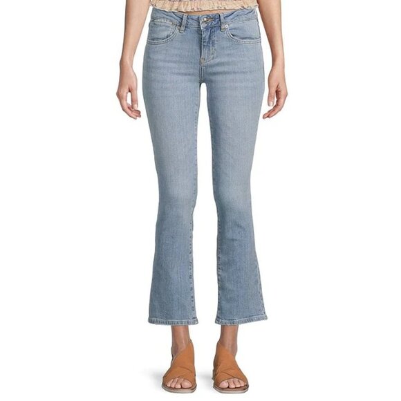 NWT We the Free / Free People Liv Crop Flare Leg Mid Rise Jeans in Etna Blue - Picture 1 of 2